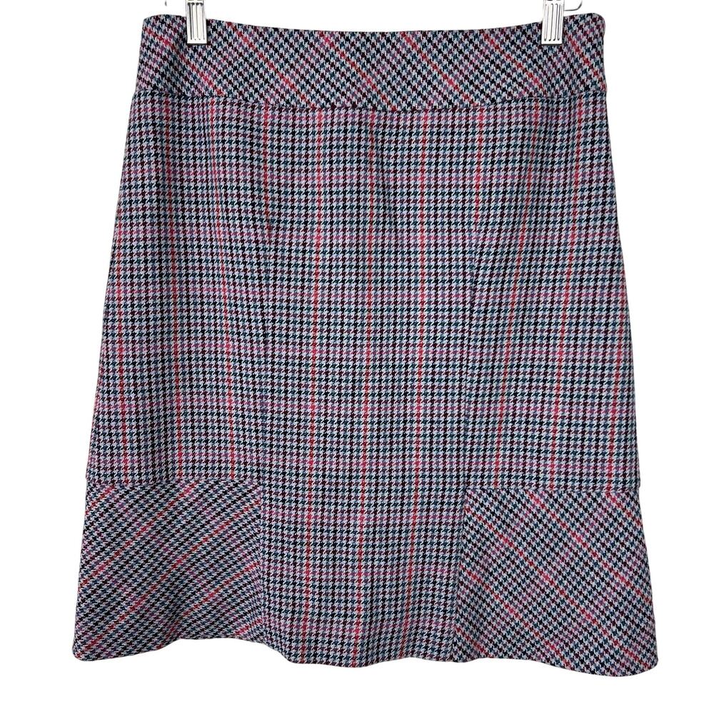 Etcetera Wool Blend Houndstooth Sz 4 Fully Lined Skirt‎ Retro Office Knee Length
